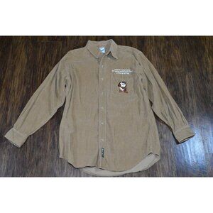1990’s Looney Tunes Taz Shirt Mens Small Beige Corduroy Button Up Warner Bros